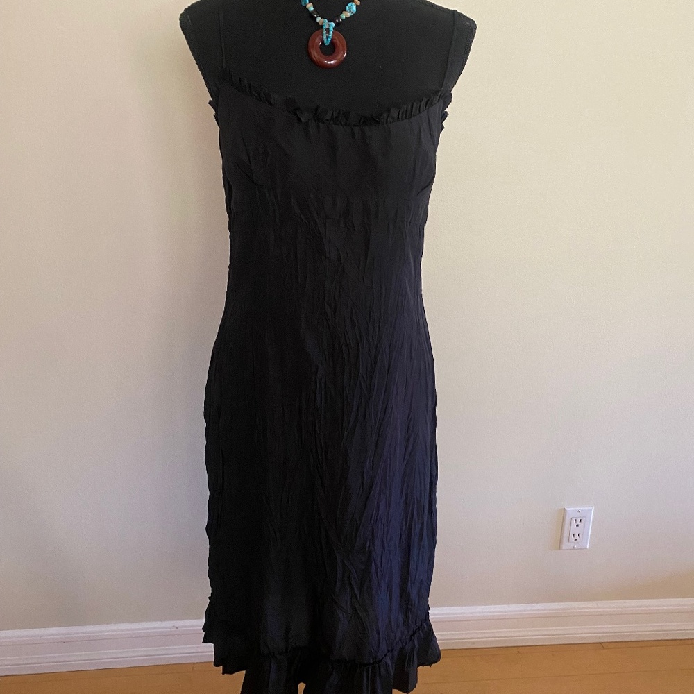 Crushed Silk Black Dress